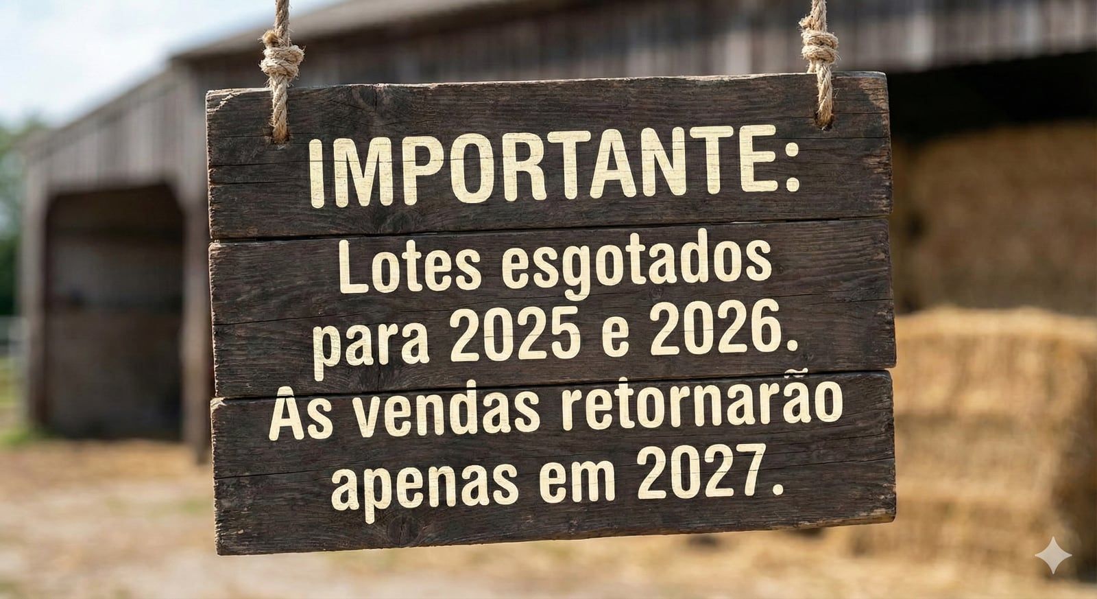 Importante: Lotes esgotados para 2025 e 2026. As vendas retornarão apenas em 2027.